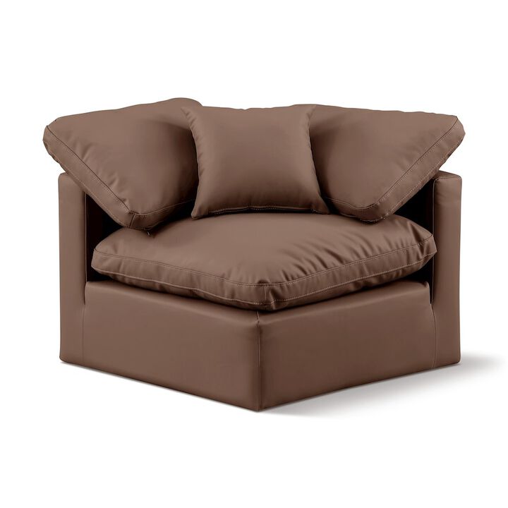Meridian Furniture Indulge Brown Vegan Leather Corner Chair