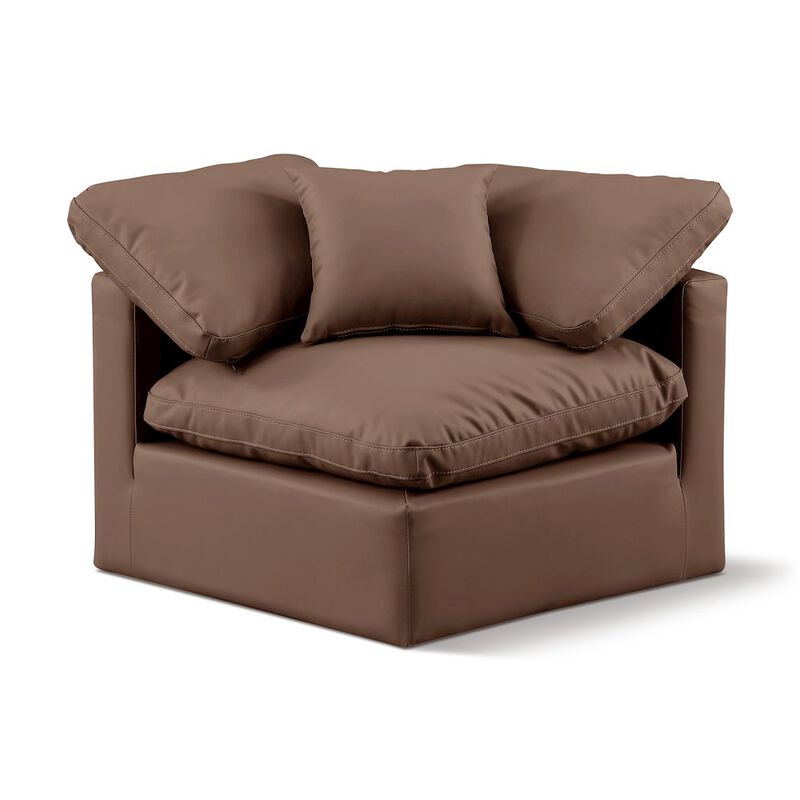 Meridian Furniture Indulge Brown Vegan Leather Corner Chair
