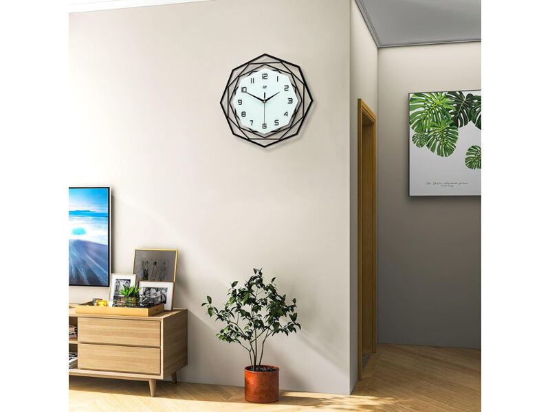 18 Inch Large Modern Wall Clock - Battery Operated Black Decor for Home & Office image number 2