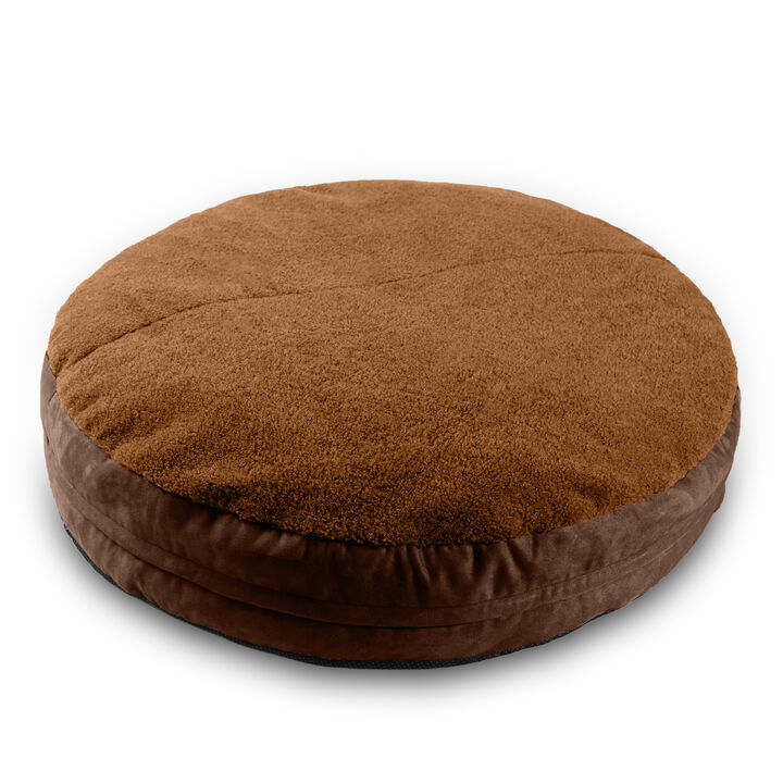Jaxx Robbi Round Pet Bed, Medium - Caramel & Chocolate