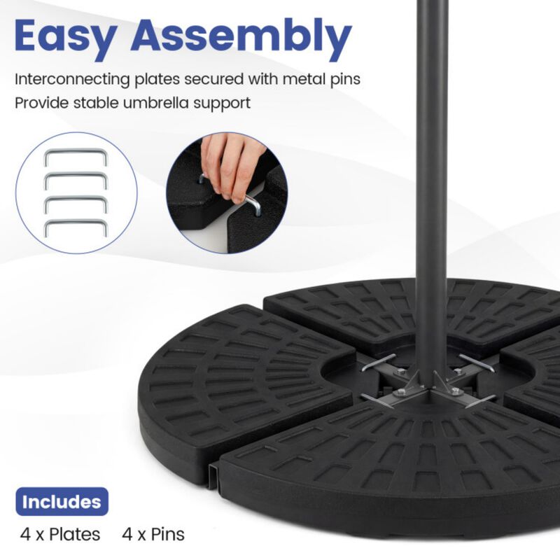4-Piece Patio Market Umbrella Base 140 LBS Heavy-Duty with U-Locking Pins-Black image number 5