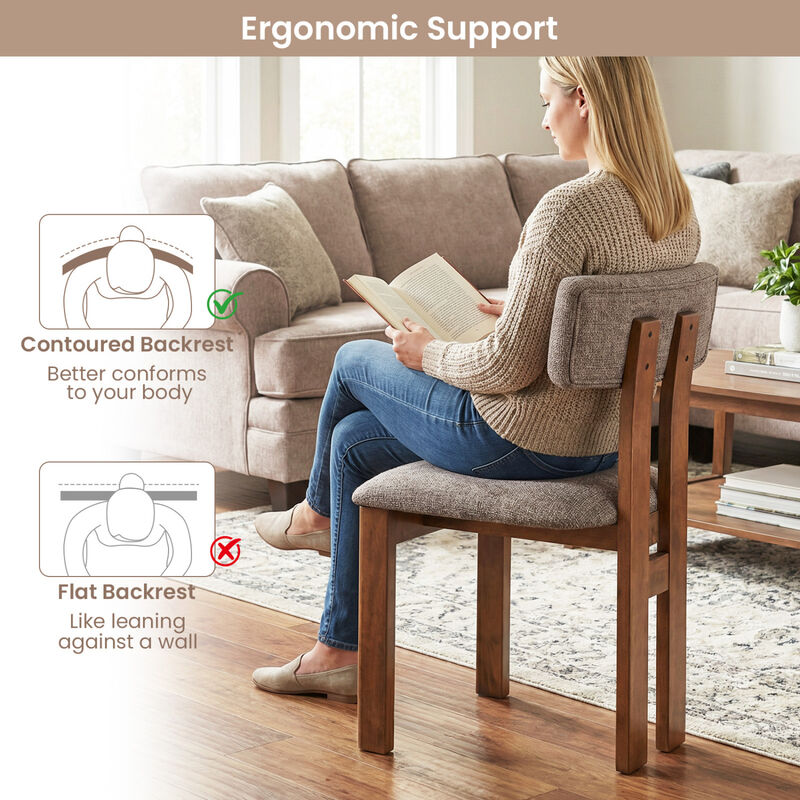 Set of 4 Upholstered Dining Chairs with Rubber Wood Legs and Curved Back image number 4
