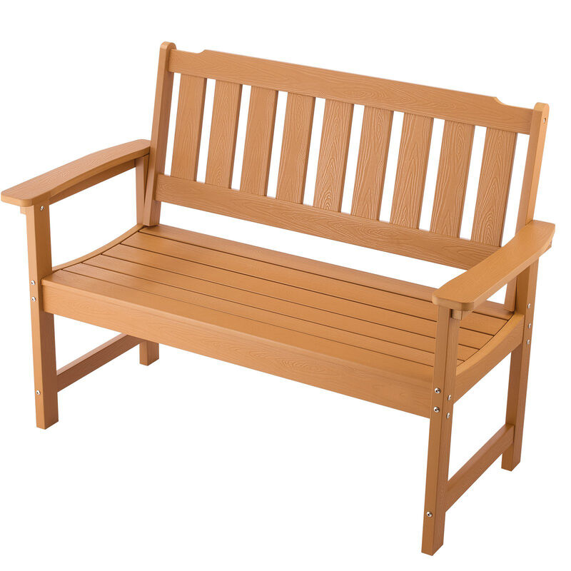 Patio Garden Bench for 2-3 Persons, Weatherproof Frame with Armrests image number 9