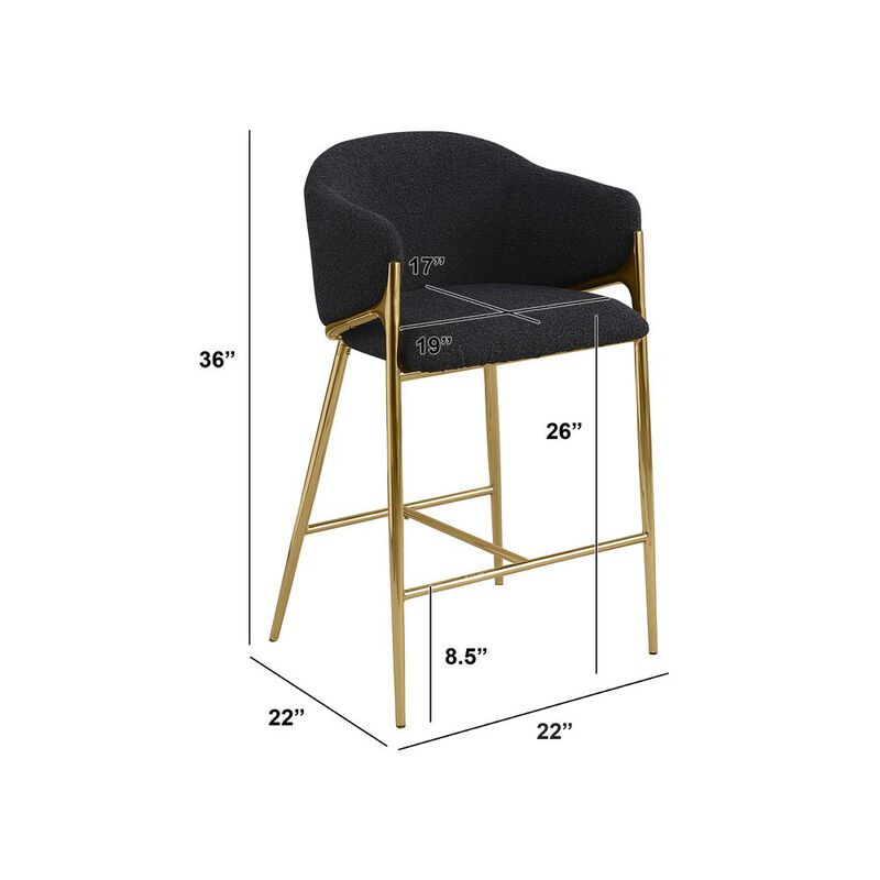Best Quality Furniture Black Counterheight (26) In Boucle Fabric And Gold Chrome Base (Set Of 2)