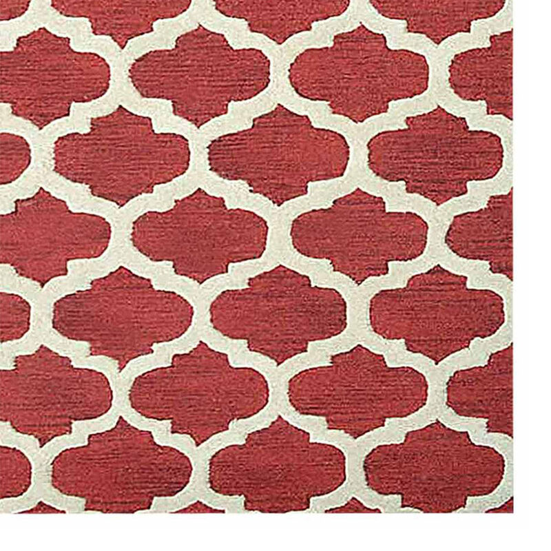 RUGSOTIC CARPETS HAND TUFTED WOOL ECO-FRIENDLY AREA RUGS  - 5'x8', Rectangle Shape, Red & White, Geometric Modern Design, High Pile Handmade Anti Skid Area Rugs for Living Room, Bed Room (K05101)