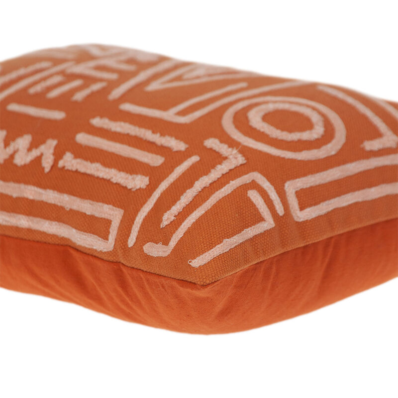 HomeRoots 14" X 20" Pink and Orange Geometric Cotton Throw Pillow image number 3
