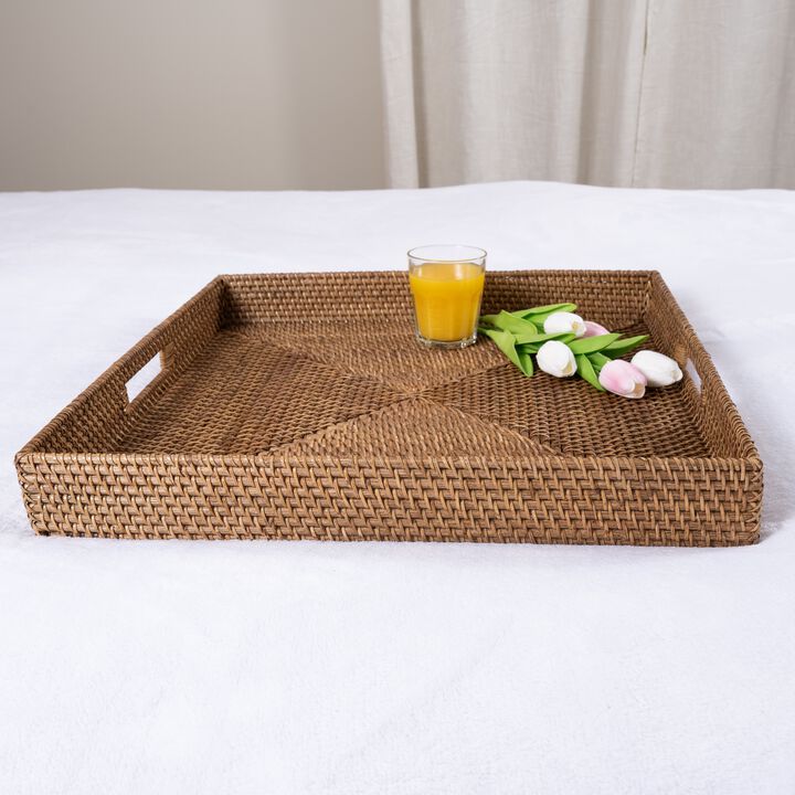 Saboga Home&trade; Square Ottoman Tray with Cutout Handles