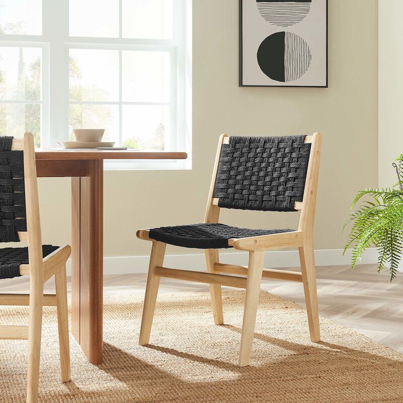 Saoirse Woven Rope Wood Dining Side Chair Set of 2 image number 9