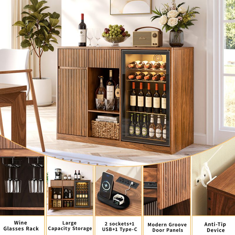 Vattof Modern Fluted Bar Cabinet image number 7