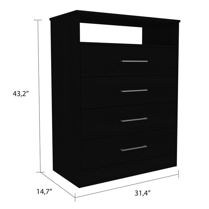 Cassville 4-Drawer 1-Shelf Dresser Black Wengue
