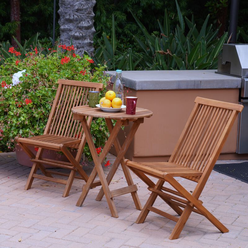 KindTEAK Set of 2 Folding Teak Outdoor Dining Chairs