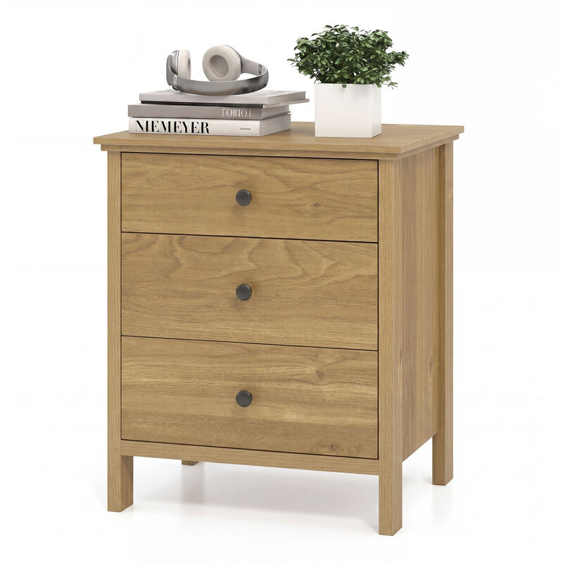 Modern 3-Drawer Wooden Nightstand Bedside Table for Bedroom Storage image number 6
