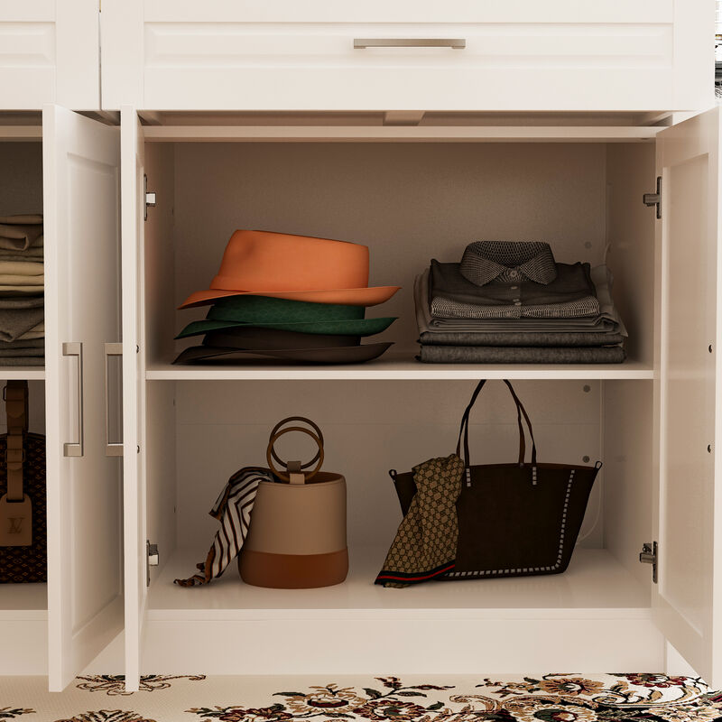 FUFU&GAGA Dresser with Storage & Drawers, MDF Construction with Stone-like Finish (61" W x 37.4" H x 29.1" D)Stone Pattern Top