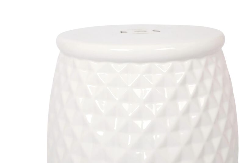 11" x 17.25" Glazed Ceramic Drum Stool - Indoor/Outdoor Side Table - Accent Garden Stool