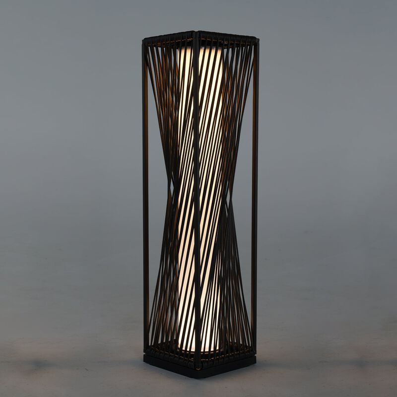 Mondawe Slanted Rattan Floor Lamp,Solar-Powered LED With Handwoven Willow Outdoor Lighting Lamp