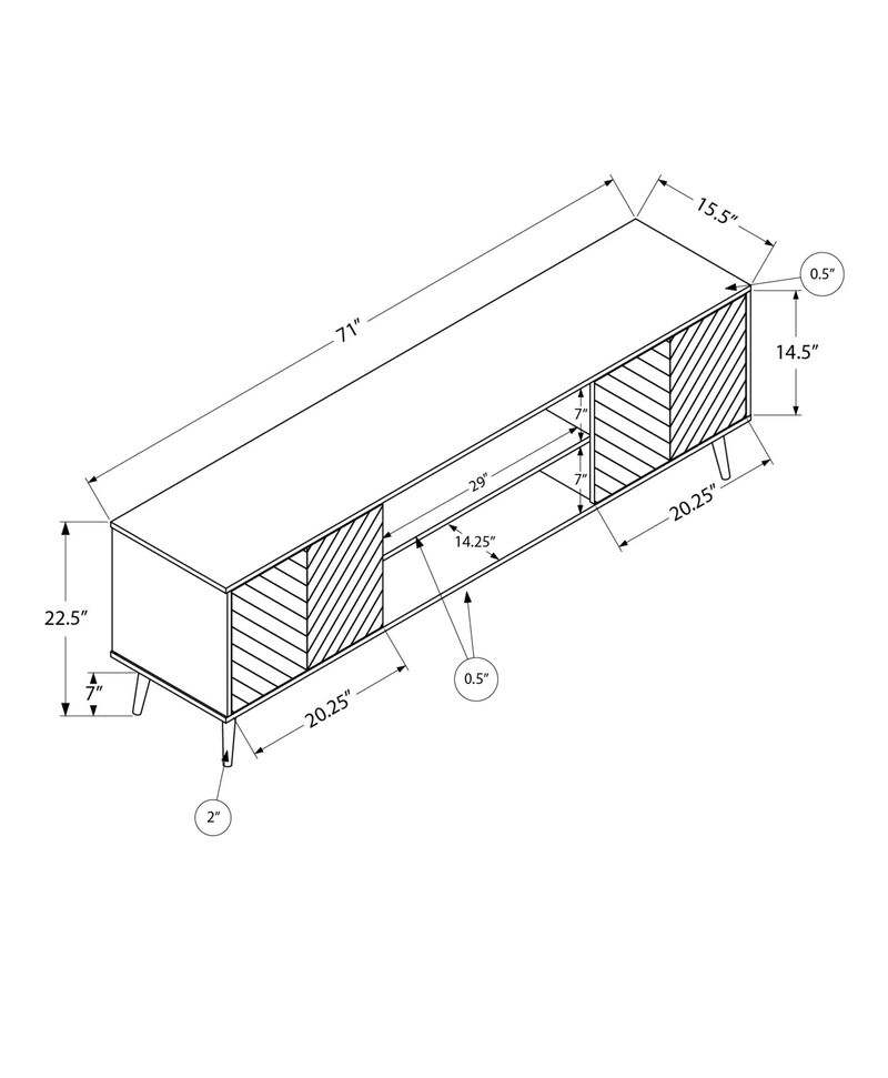 Tv Stand, 72 Inch, Console, Media Entertainment Center, Storage Cabinet, Living Room, Bedroom, Brown And Black Laminate, Black Wood Legs, Contemporary, Modern