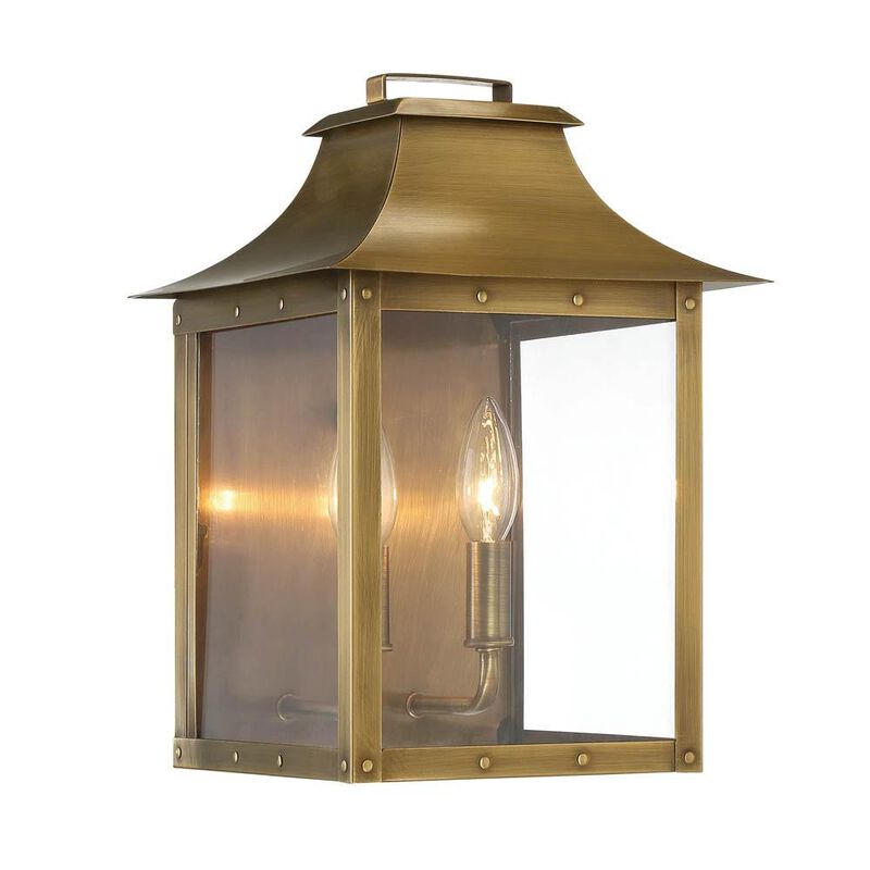 Hivvago Manchester 2-Light Aged Brass Pocket Wall Light
