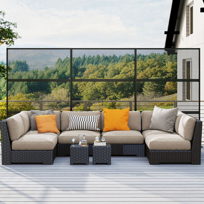 Freestanding Metal Privacy Screen with Expansion Bolts and Connection Screws-Black image number 1