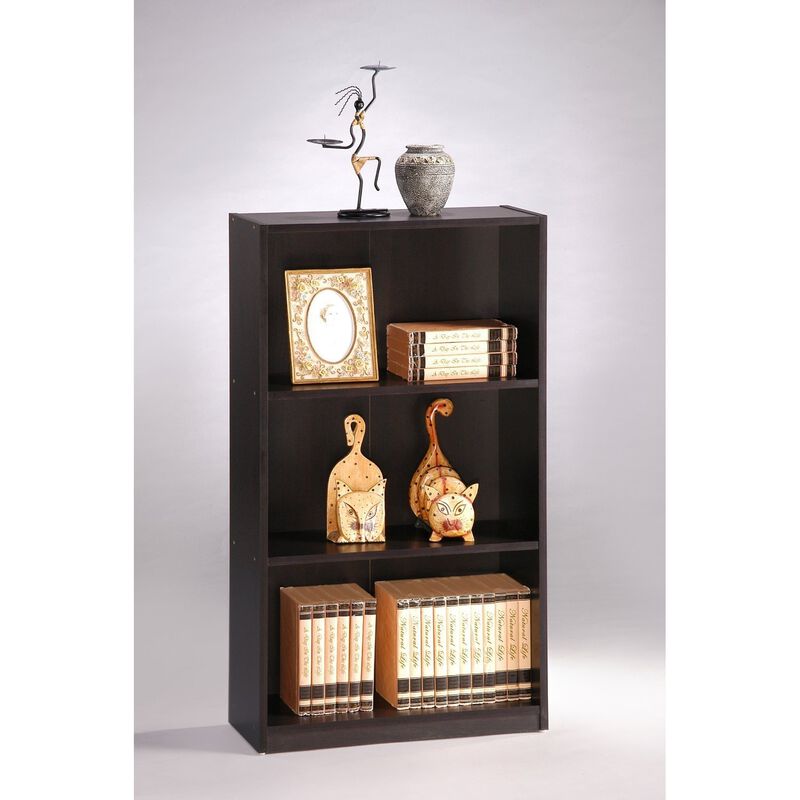 Hivvago 3-Tier Bookcase Storage Shelves in Espresso Finish