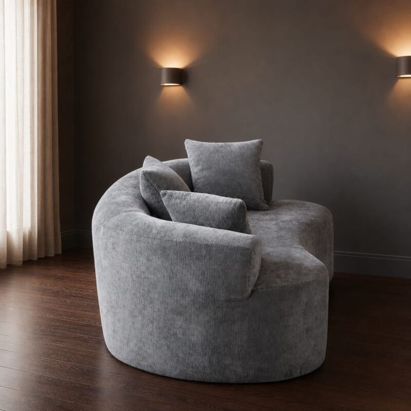 GOODSILO Crescent-Shaped Modular Sofa with Deep Cushions, Low-Back Design, Self-Inflating Foam-Filled Two-Seater image number 3
