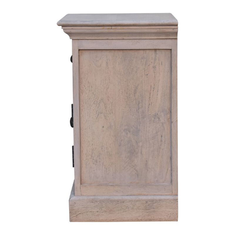 Solid Wood Stone Finish Nightstand  with Glazed1 Door 1 Drawer