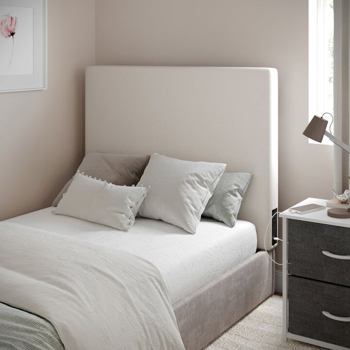 Flash Furniture Upholstered Twin Headboard with Two Power Outlets, USB Port
