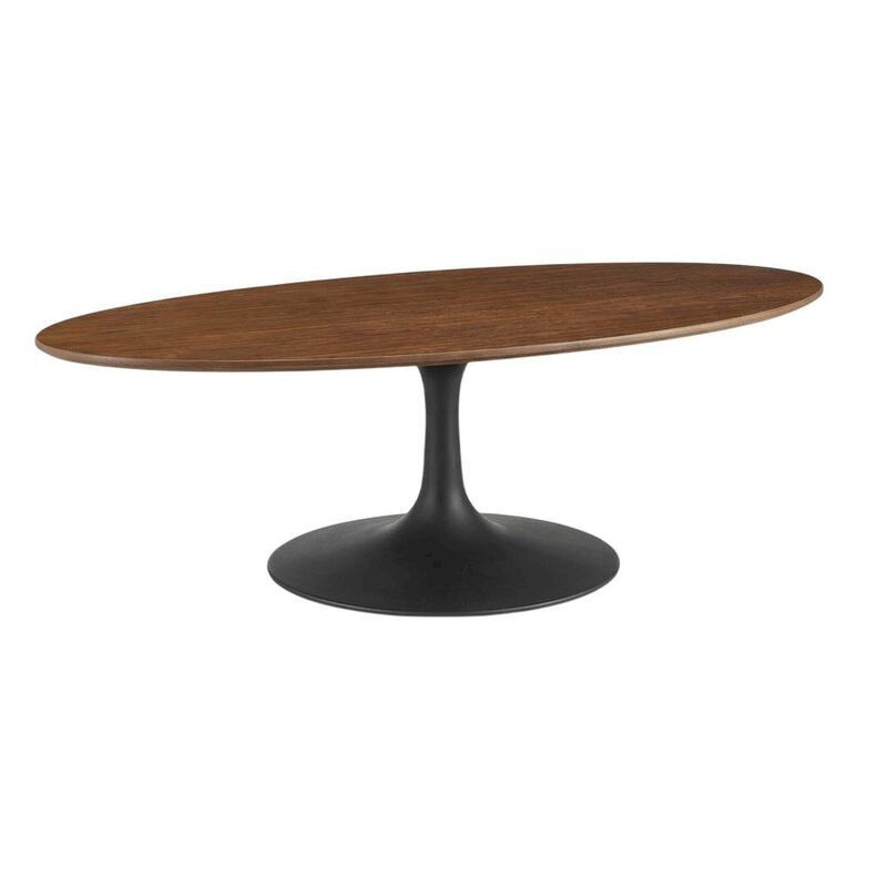 Oval wood coffee table with set of two, sleek design, modern style image number 0
