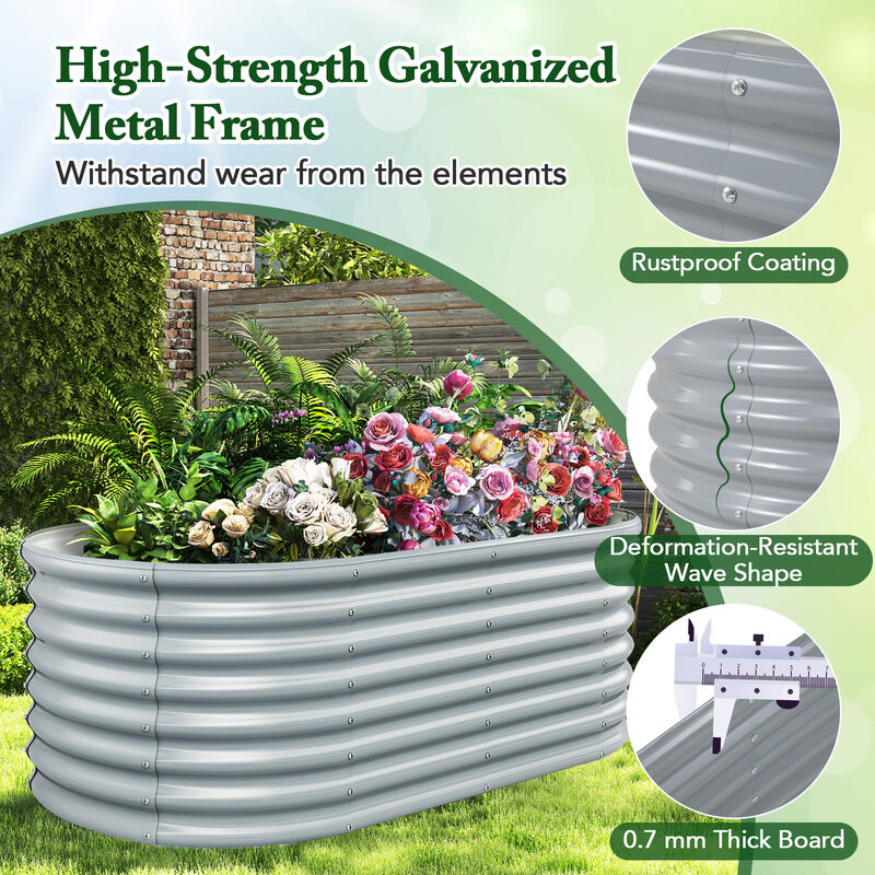 Oval Raised Garden Bed with Open Bottom Design for Enhanced Drainage and Root Development in Outdoor Gardening