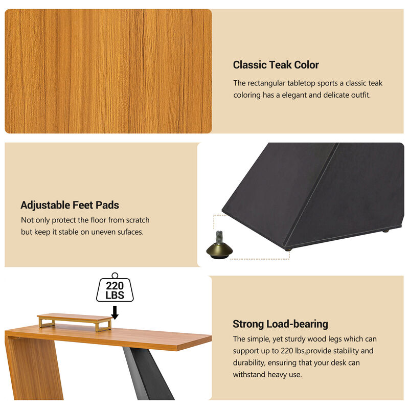 Merax 63"Modern Wooden Executive Desk Rustic Industrial Writing Desk