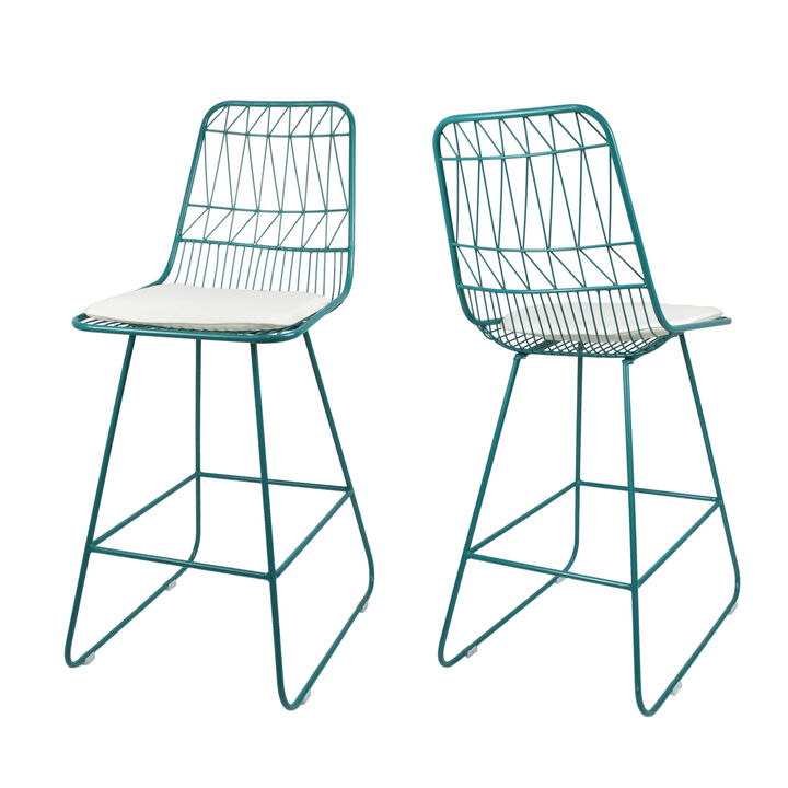 Merax Modern Outdoor Wire Counter Stools with Cushions (Set of 2)