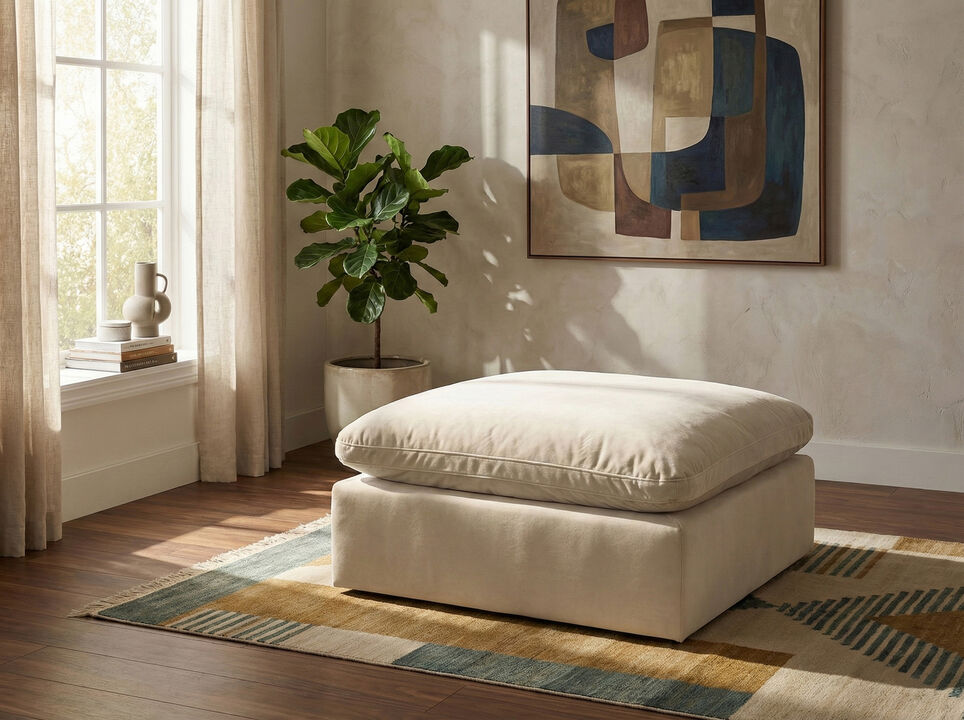 Meridian Furniture Comfy Cream Velvet Modular Ottoman