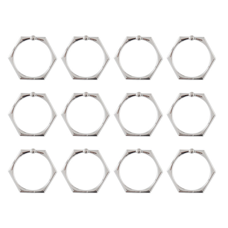 Zinc Hexagon-Shaped Shower Curtain Hooks, Set of 12 image number 4