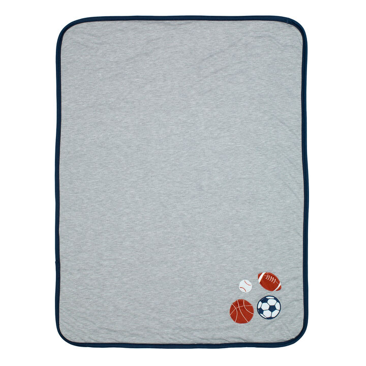 Lambs & Ivy Hall of Fame Sports Jersey/Faux Shearling Cozy Baby Blanket