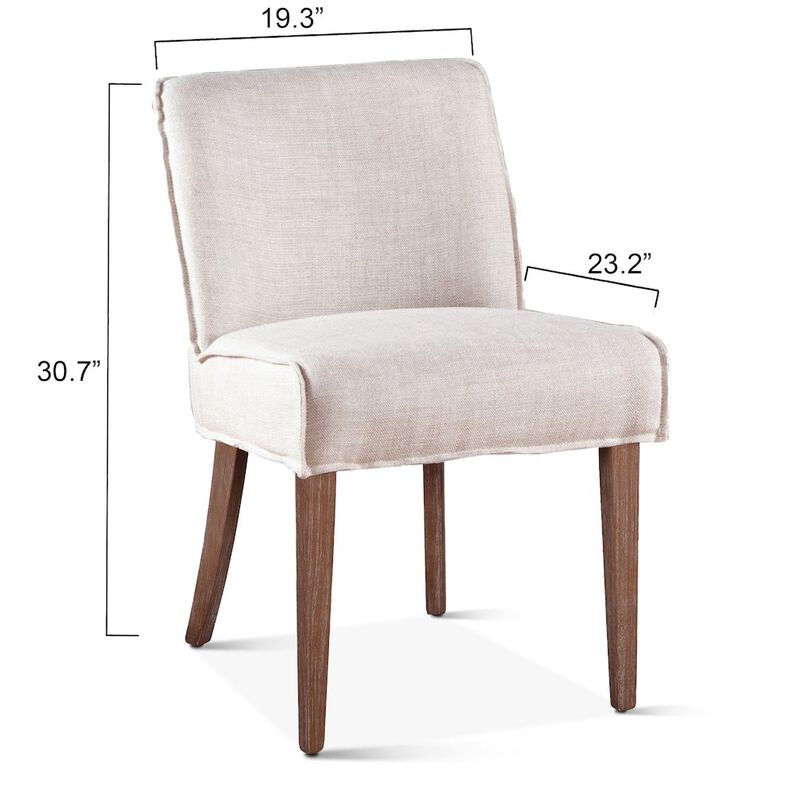 World Interiors Avery Dining Chair in Off-White Linen with Natural Legs