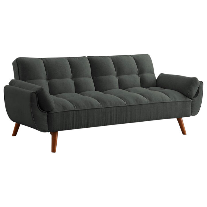 Convertible Mid-Century Sofa Bed &ndash; Tufted Linen-Style Upholstered Sleeper