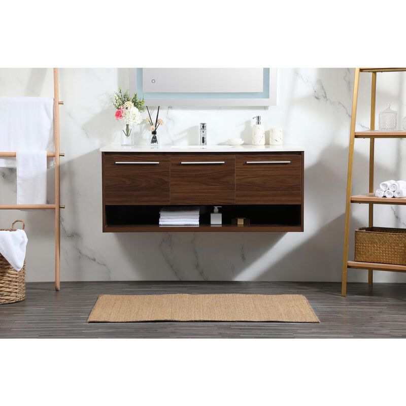 Elegant Kitchen and Bath 48 inch Single bathroom vanity in walnut