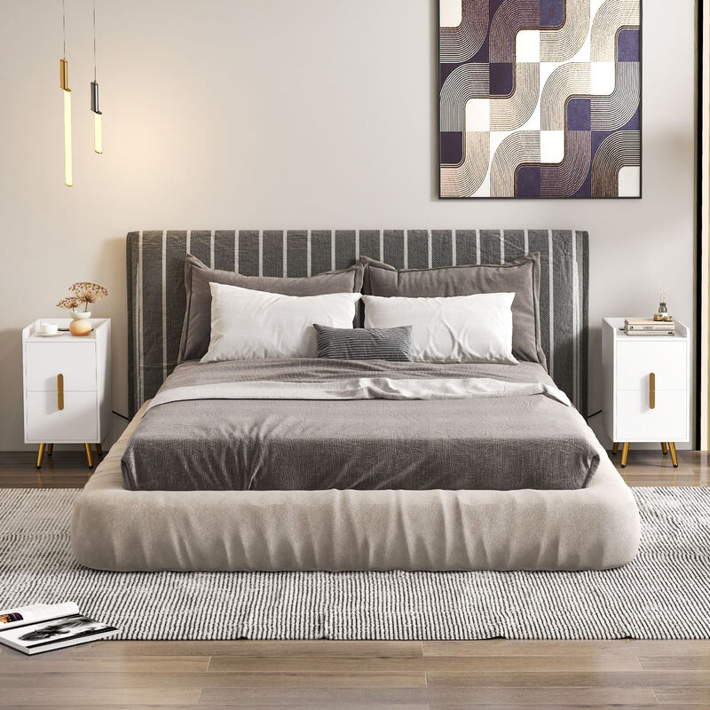 2-Drawer Nightstand Table with Convenient USB Charging Stations