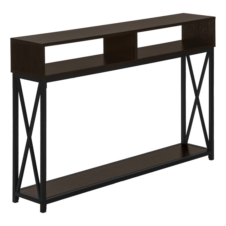 Monarch Specialties I 3574 Accent Table, Console, Entryway, Narrow, Sofa, Living Room, Bedroom, Metal, Laminate, Brown, Black, Contemporary, Modern