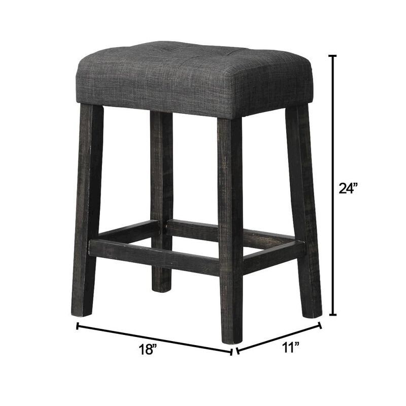 Best Master Furniture Yosef 24 Wood Counter Stool in Black Charcoal (Set of 2)