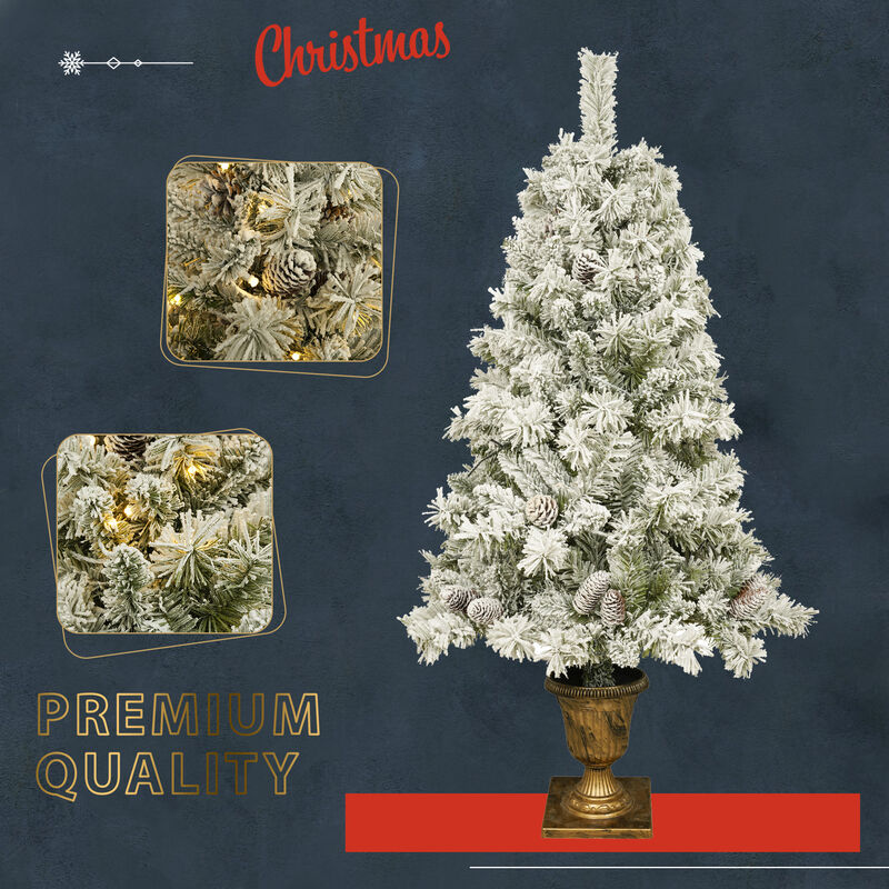 Whisen Pre-lit Xmas Tree Artificial Christmas 4-Piece Set,Garland, Wreath and Set of 2 Entrance Trees X-mas with LED Lights image number 7