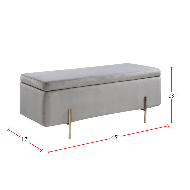 Velvet Storage Bench with Metal Legs image number 4