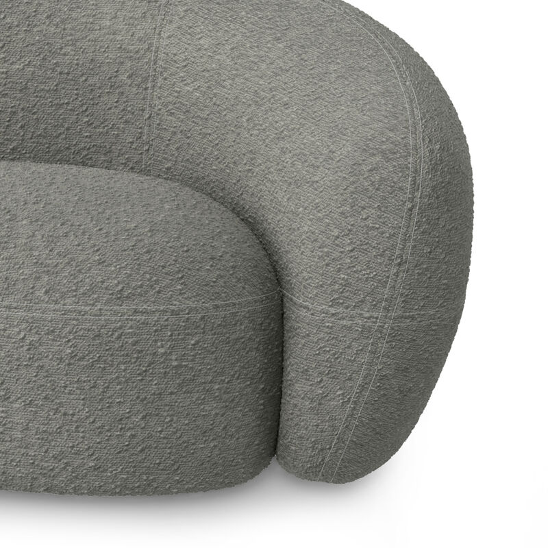 Sherri 89 inch Wide Contemporary Sofa in Stone Grey Boucle Performance Fabric