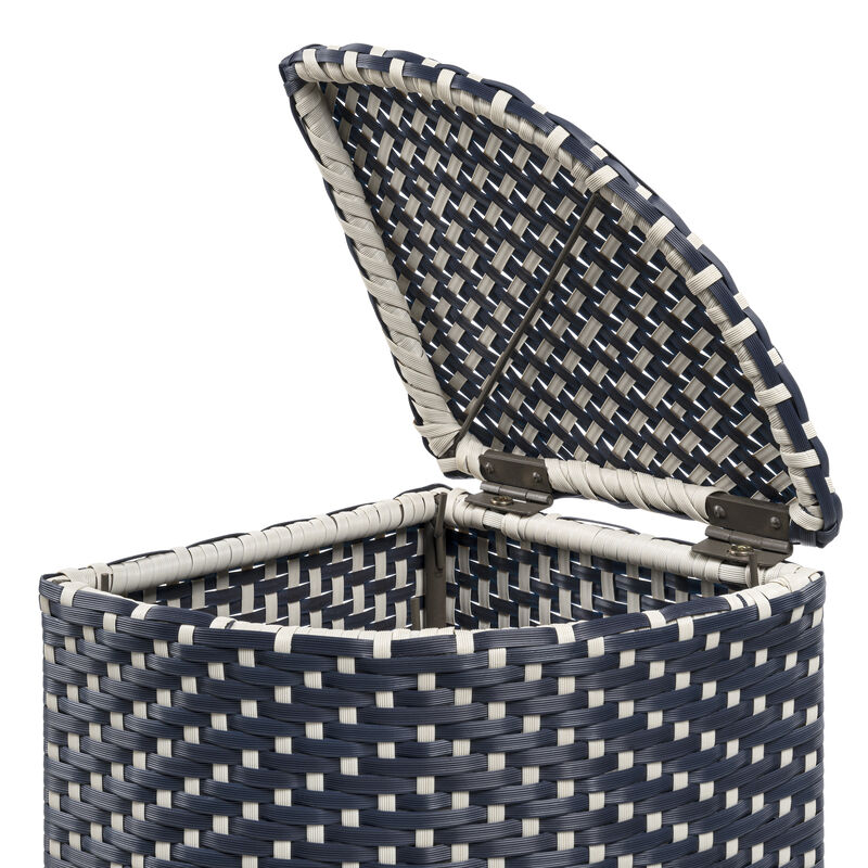 Chloe All-Weather Wicker/Metal Corner Hideaway Outdoor Trash Can