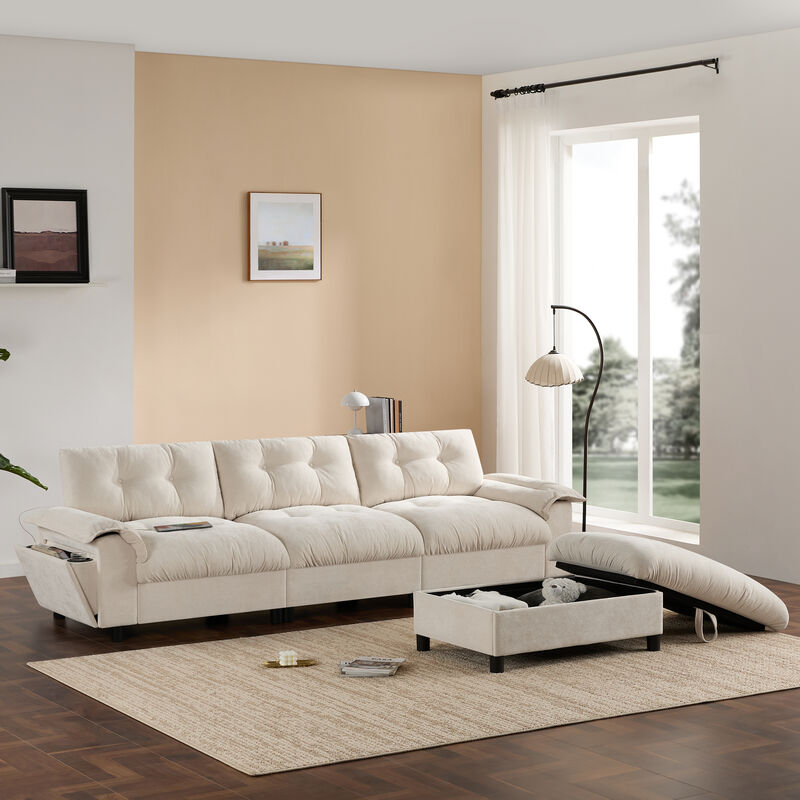 Merax Sectional Sofa, L-Shape with Multifunctional Armrest