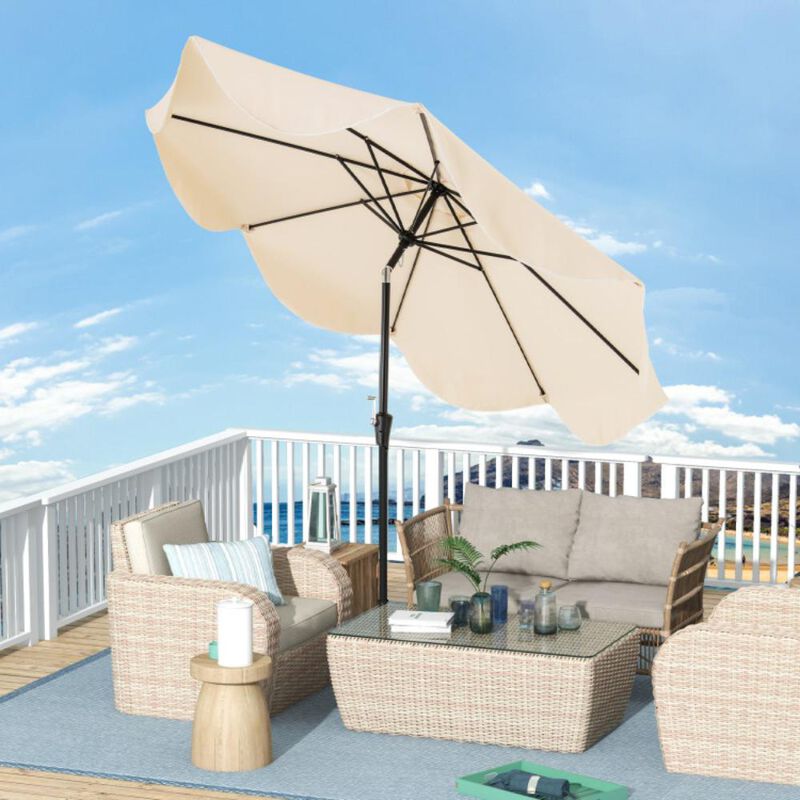 Hivvago 9 FT Patio Umbrella with Crank Handle and Push Button Tilt