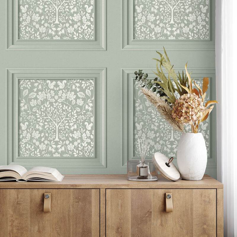 Edwina Sage Woodland Panel Wallpaper image number 2