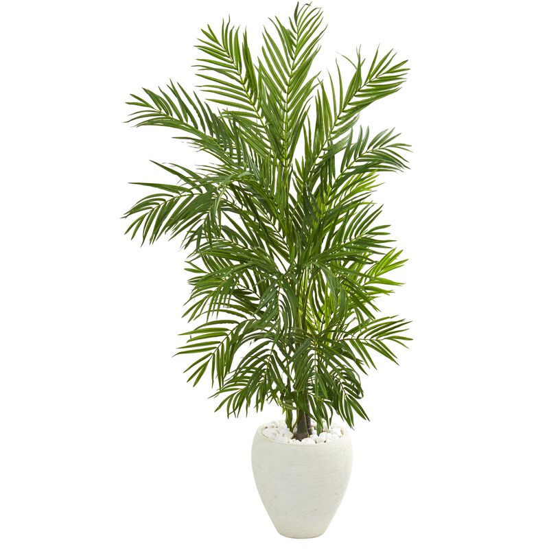 Hivvago 5 Feet Areca Palm Artificial Tree in White Planter