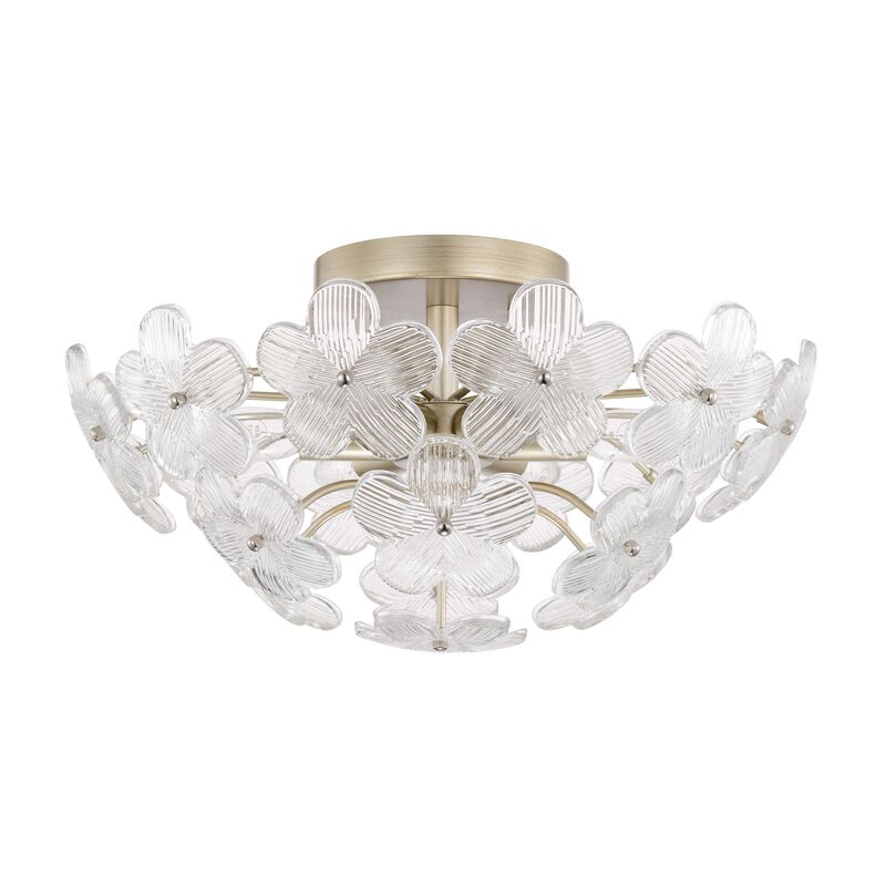 Coral Brushed Silver-ish Champagne Modern 6-Light 17.7" Glam Clear Glass Flower Crystal Flush Mount image number 0
