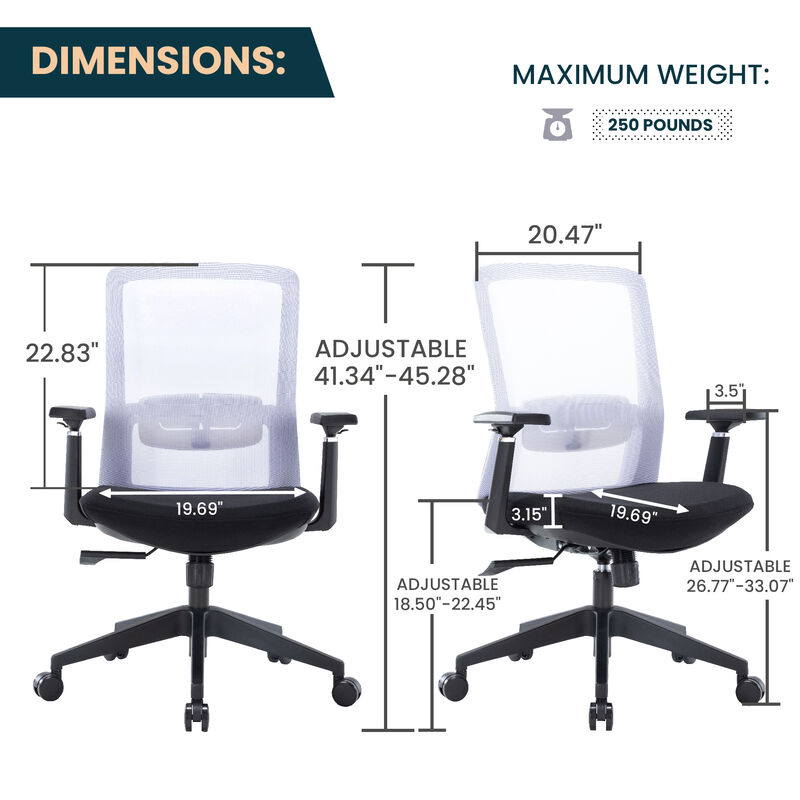 LeisureMod Ergonomic Office Chair Mid-Back Mesh Conference Chair Swivel Computer Chair With Adjustable Height and Armrests Ingram Series