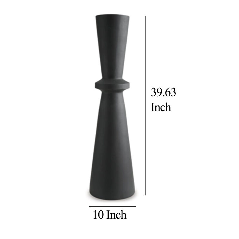 Loci Accent Vase, 40 Inch Hourglass Design, Textured Black Polyresin